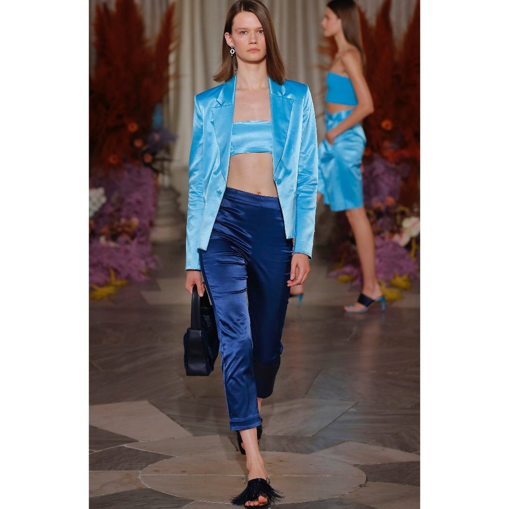 Staud "Madden" Blue Satin Blazer